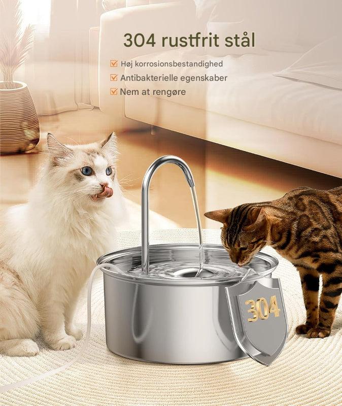 Vandfontæne i rustfrit stål til katte og små hunde