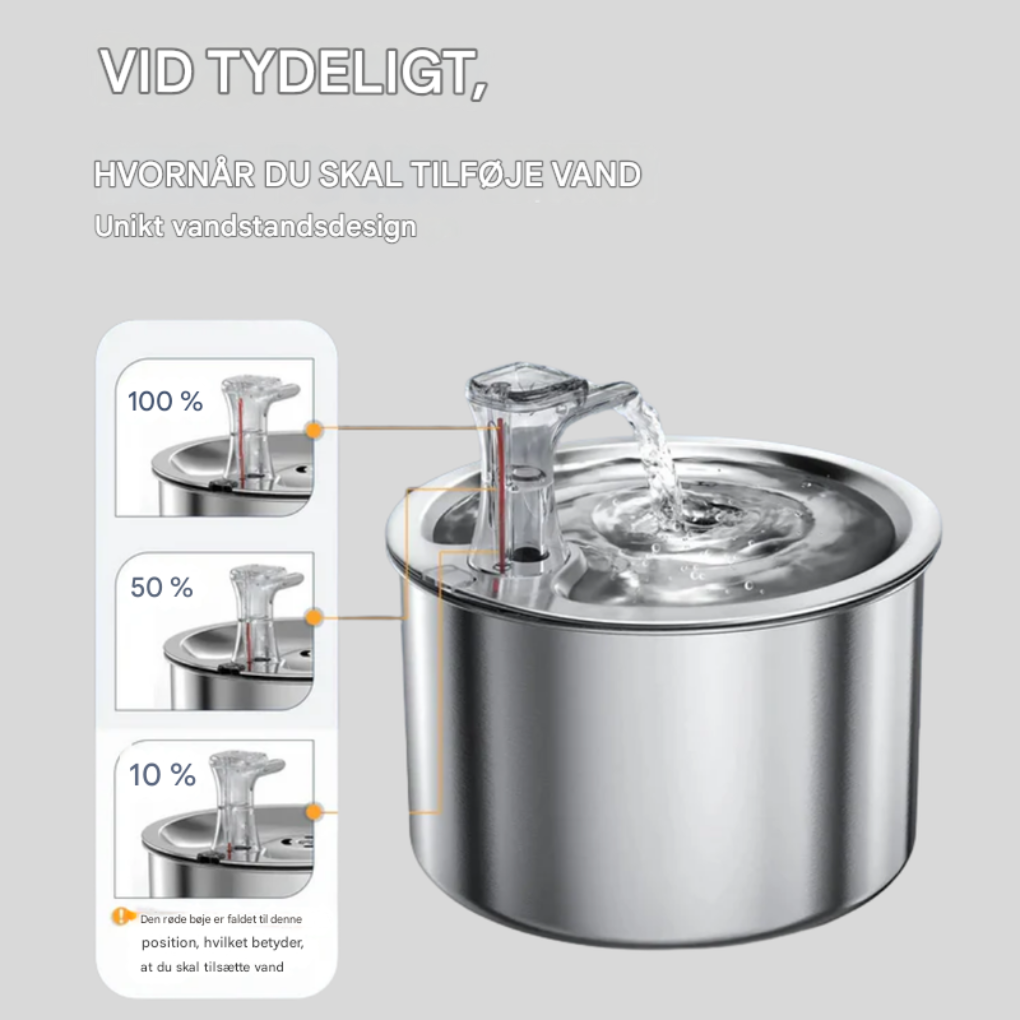 Vanddispenser til katte i rustfrit stål