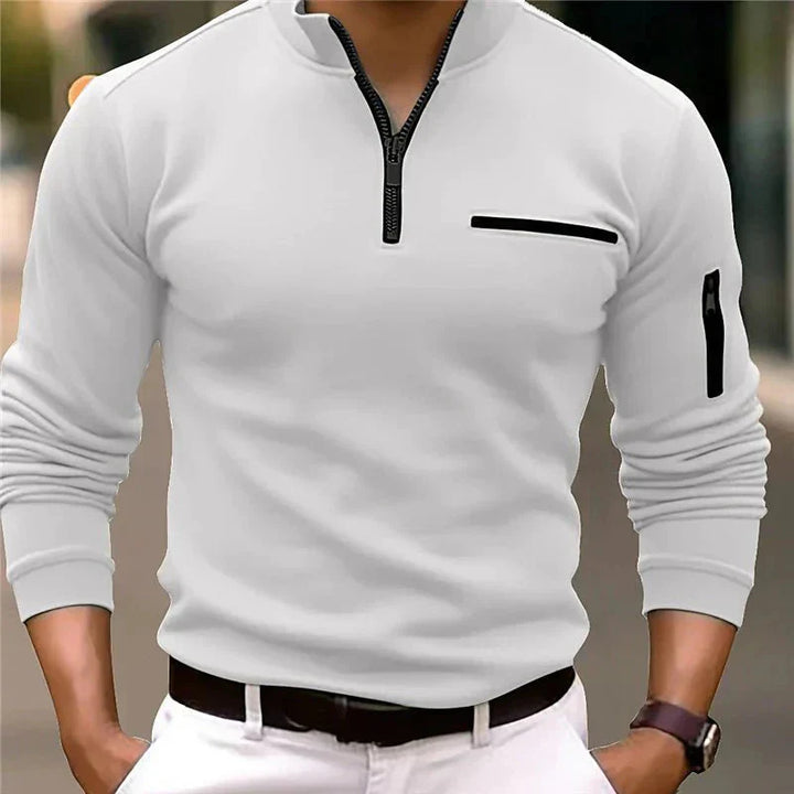 Mænd er Forår Zip-Up Bluse med brystlomme