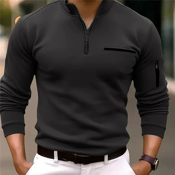 Mænd er Forår Zip-Up Bluse med brystlomme