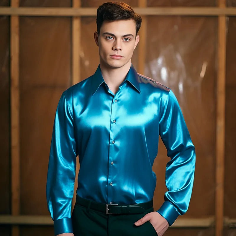 Mænds Skinnende Business-Style-Shirt