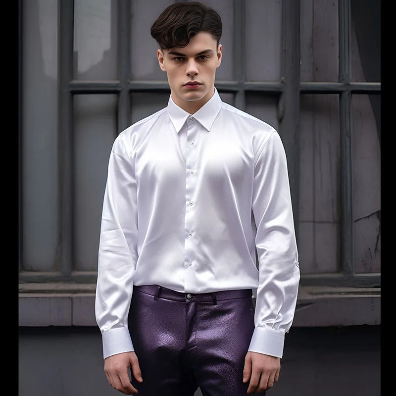 Mænds Skinnende Business-Style-Shirt