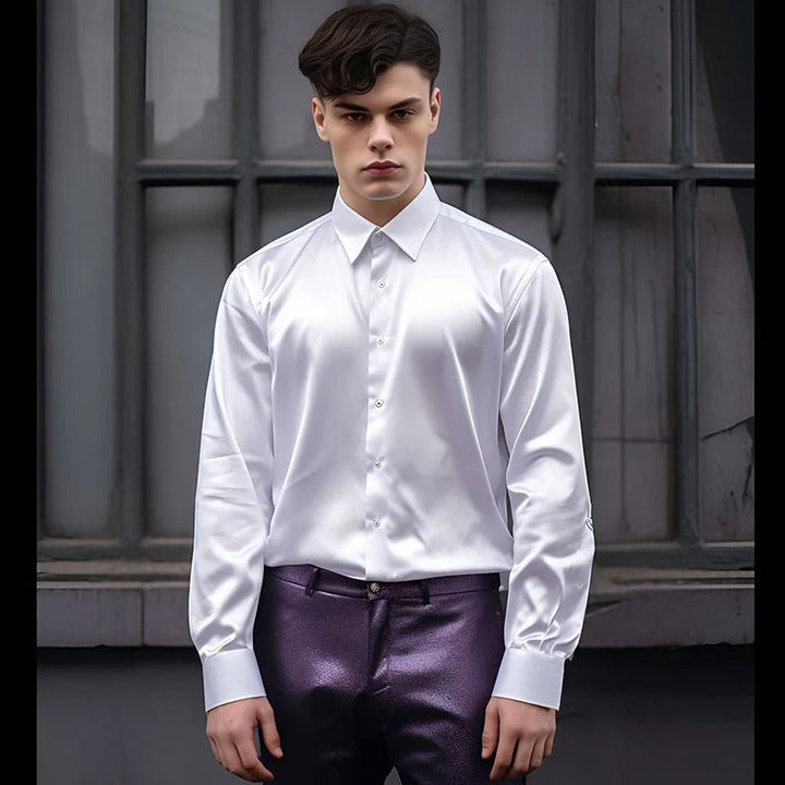Mænds Skinnende Business-Style-Shirt