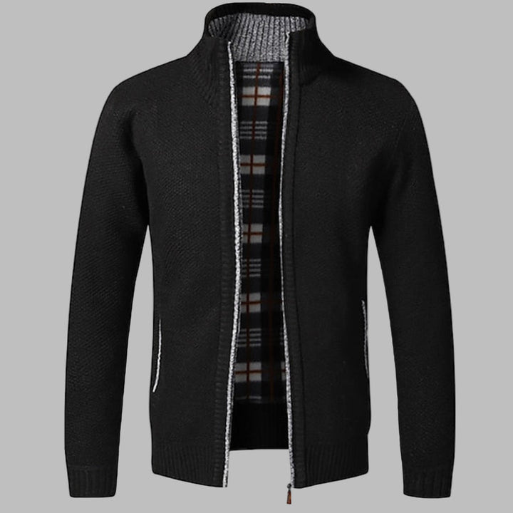 Stilfuld strikket sweater med lynlås til mænd