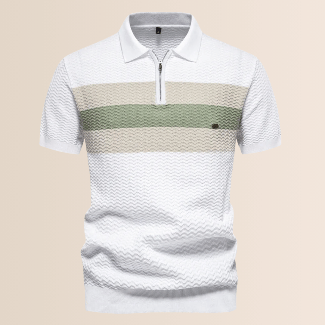 Poloshirt til mænd med stribet strikdesign