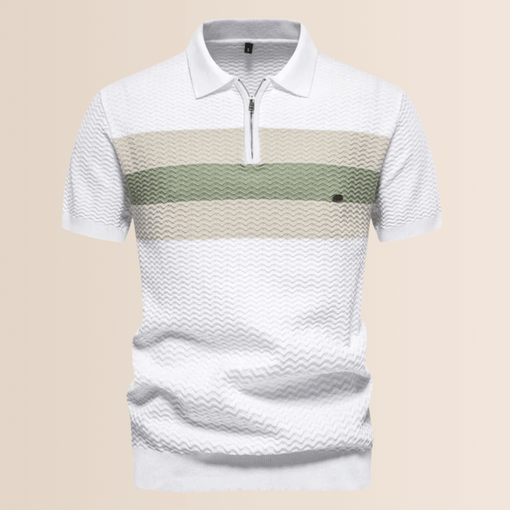 Poloshirt til mænd med stribet strikdesign