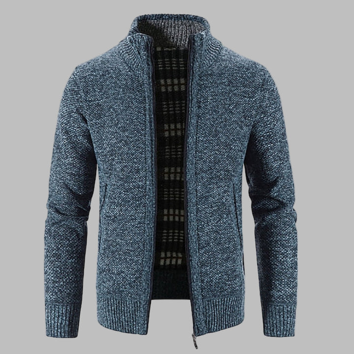 Stilfuld strikket sweater med lynlås til mænd