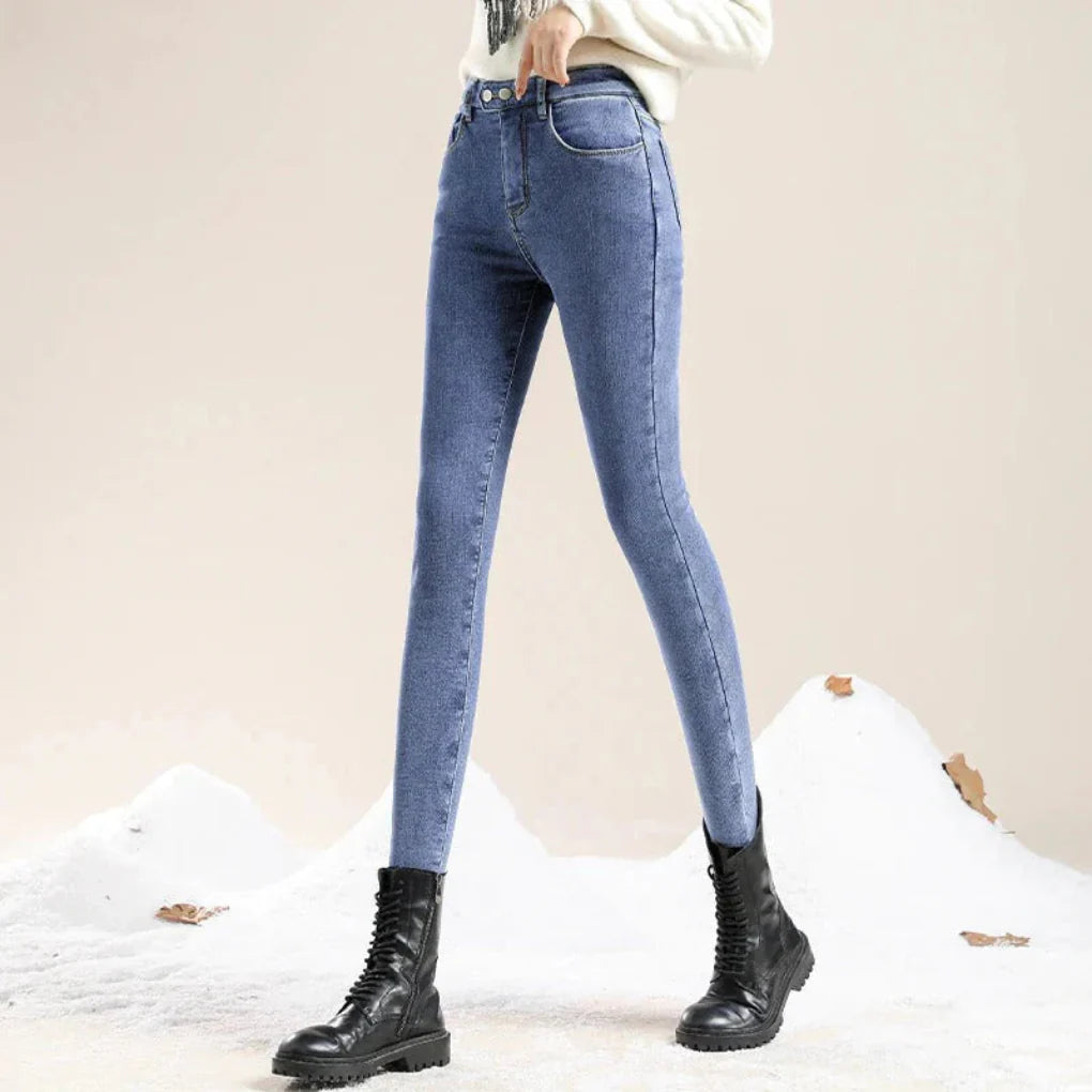 Højtaljede vinterjeans til kvinder